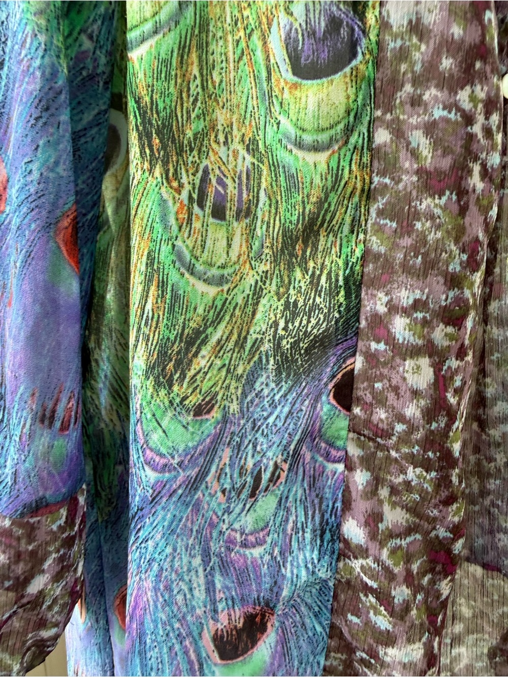 Anthropology Fig and Flower Peacock Feather Print Sheer Blouse Top - Picture 3 of 9